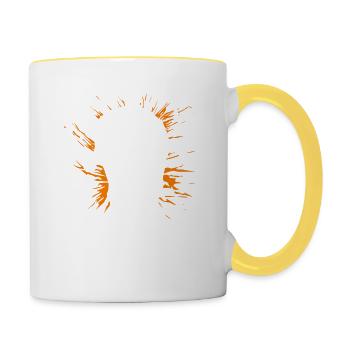 Halloween Böser alter Mann Kostüm - Totenkopf - Tasse zweifarbig - Weiß/Gelb - Rechts