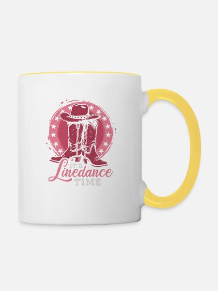 It's Linedance Time - Country Fan - Geschenk - Tasse zweifarbig - Weiß/Gelb