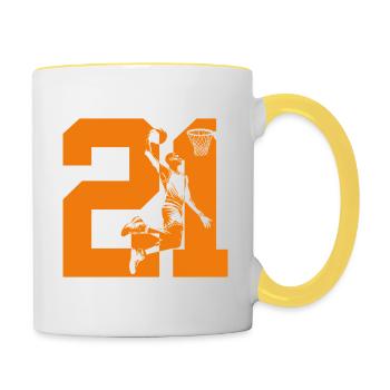 NUMBER 21 BASKETBALL 21ST BIRTHDAY - Contrasting Mug - white/yellow - Right