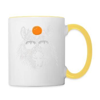 Cool Capybara Rodent Illustration Orange Fruit - Contrasting Mug - white/yellow - Right