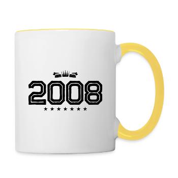 2008 jahr geburtstag - Tasse zweifarbig - Weiß/Gelb - Rechts