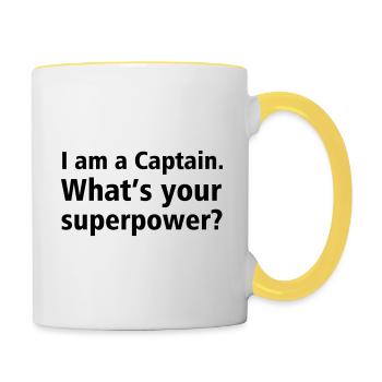 captain superpower - Contrasting Mug - white/yellow - Right