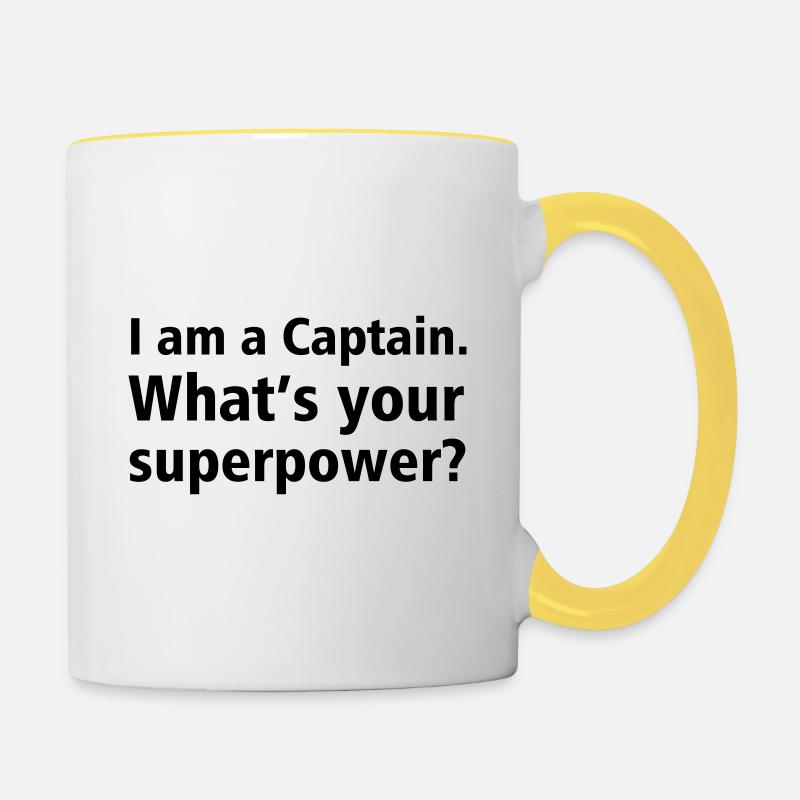captain superpower - Contrasting Mug - white/yellow
