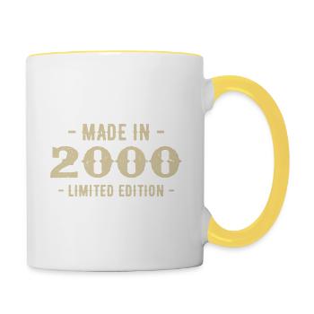 Vintage 2000 Geschenk in limitierter Auflage 2000 - Tasse zweifarbig - Weiß/Gelb - Rechts
