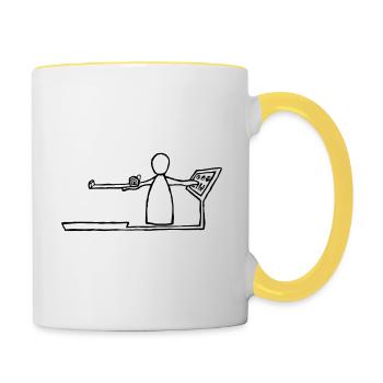 The male measures, weighs and analyzes - Contrasting Mug - white/yellow - Right