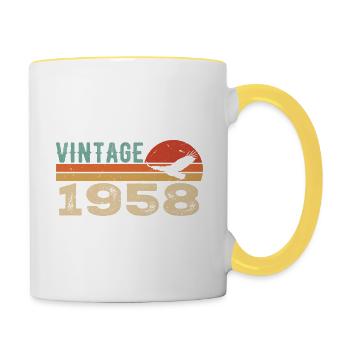 Vintage 1958 Cadeau D'anniversaire 1958 Retro 1958 - Mug contrasté - blanc/jaune - Droite