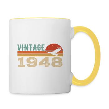 Vintage 1948 Cadeau D'anniversaire 1948 Retro 1948 - Mug contrasté - blanc/jaune - Droite