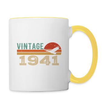 Vintage 1941 Retro 1941 Birthday Gift - Contrasting Mug - white/yellow - Right