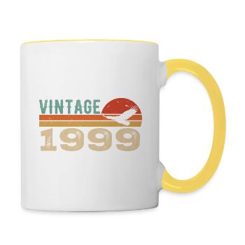 Vintage 1999 Birthday Gift 1999 Retro 1999 - Contrasting Mug - white/yellow - Right