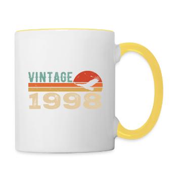 Jahrgang 1998 Geburtstagsgeschenk 1998 Retro 1998 - Tasse zweifarbig - Weiß/Gelb - Rechts