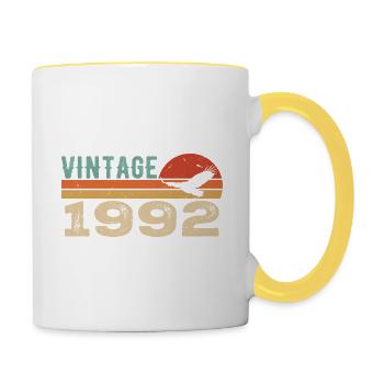 Vintage 1992 Retro 1992 Birthday Gift - Contrasting Mug - white/yellow - Right