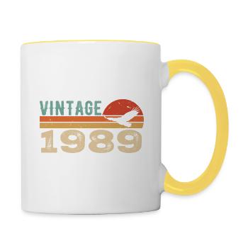 Vintage 1989 Birthday Gift 1989 Retro 1989 - Contrasting Mug - white/yellow - Right