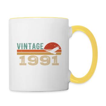 Vintage 1991 Retro 1991 Birthday Gift - Contrasting Mug - white/yellow - Right