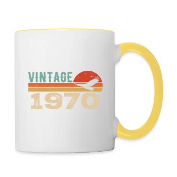 Vintage 1970 Cadeau D'anniversaire 1970 Retro 1970 - Mug contrasté - blanc/jaune - Droite