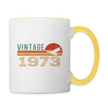 Vintage 1973 Cadeau D'anniversaire 1973 Retro 1973 - Mug contrasté - blanc/jaune - Droite