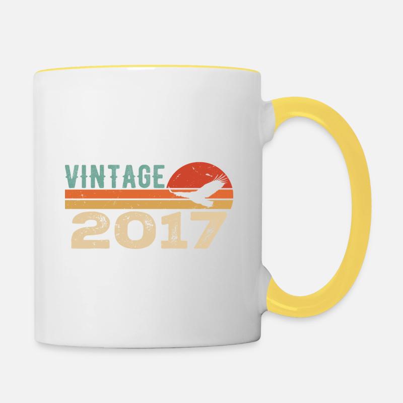 Vintage 2017 Cadeau D'anniversaire 2017 Retro 2017 - Mug contrasté - blanc/jaune