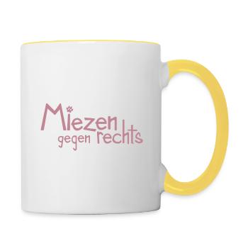Miezen gegen rechts III - Tasse zweifarbig - Weiß/Gelb - Rechts