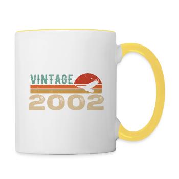 Jahrgang 2002 Retro 2002 Geburtstagsgeschenk - Tasse zweifarbig - Weiß/Gelb - Rechts