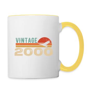Vintage 2000 Cadeau D'anniversaire 2000 Retro 2000 - Mug contrasté - blanc/jaune - Droite