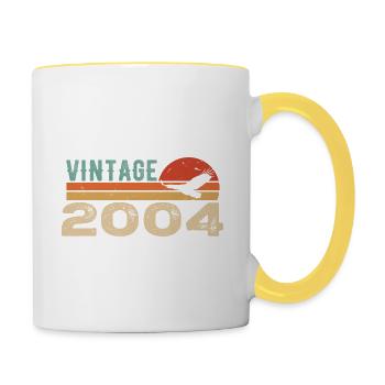 Jahrgang 2004 Retro 2004 Geburtstagsgeschenk - Tasse zweifarbig - Weiß/Gelb - Rechts