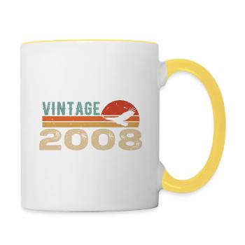 Vintage 2008 Retro 2008 Birthday Gift - Contrasting Mug - white/yellow - Right