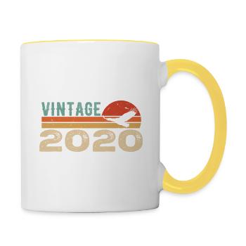 Jahrgang 2020 Retro 2020 Geburtstagsgeschenk - Tasse zweifarbig - Weiß/Gelb - Rechts