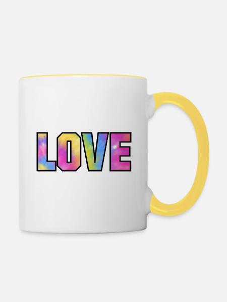 Tie Dye Love - Tasse zweifarbig - Weiß/Gelb
