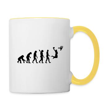 t-shirt basket - Evolution Basketball sport panier - Mug contrasté - blanc/jaune - Droite