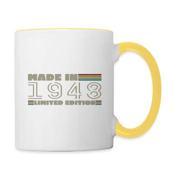 Vintage 1948 1948 Born in 1948 Birthday Gift - Contrasting Mug - white/yellow - Right