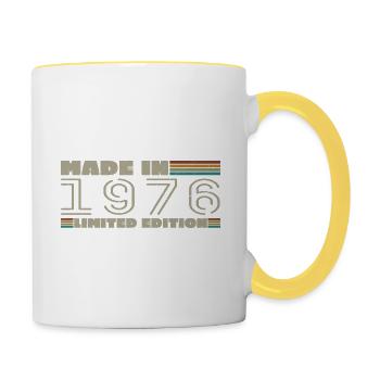 Vintage 1976 Born 1976 Birthday Gift Born in 1976 - Contrasting Mug - white/yellow - Right