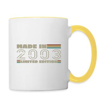 Jahrgang 2003 2003 Jahrgang 2003 Geburtstagsgeschenk - Tasse zweifarbig - Weiß/Gelb - Rechts