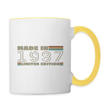 Cadeau d'anniversaire 1987 vintage 1987 né en 1987 - Mug contrasté - blanc/jaune - Droite