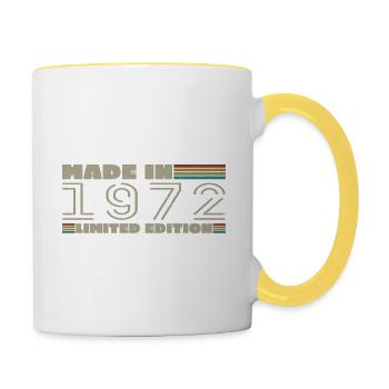 Cadeau d'anniversaire 1972 vintage 1972 né en 1972 - Mug contrasté - blanc/jaune - Droite