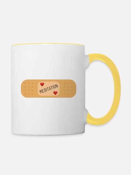 Meditation heilt Wunden - Tasse zweifarbig - Weiß/Gelb