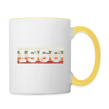 Millésime 1960 Cadeau D’anniversaire Rétro 1960 - Mug contrasté - blanc/jaune - Droite
