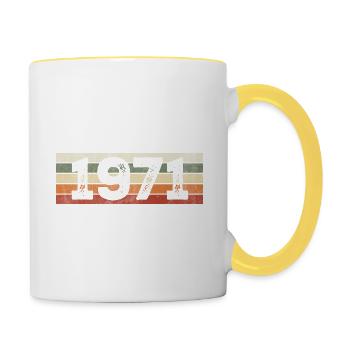 Millésime 1971 Cadeau D’anniversaire Rétro 1971 - Mug contrasté - blanc/jaune - Droite