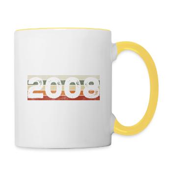 Millésime 2008 Cadeau D’anniversaire Rétro 2008 - Mug contrasté - blanc/jaune - Droite