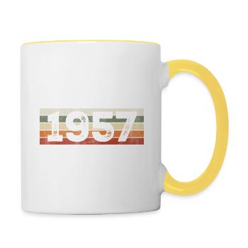 Millésime 1957 Cadeau D’anniversaire Rétro 1957 - Mug contrasté - blanc/jaune - Droite