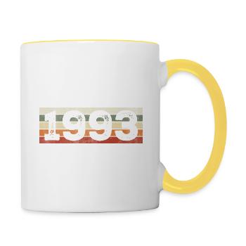 Millésime 1993 Cadeau D’anniversaire Rétro 1993 - Mug contrasté - blanc/jaune - Droite