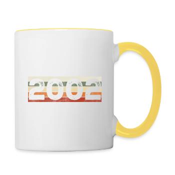 Jahrgang 2002 Retro Geburtstagsgeschenk 2002 - Tasse zweifarbig - Weiß/Gelb - Rechts