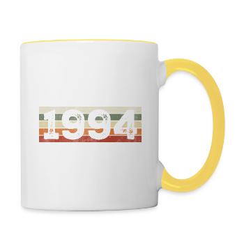 Millésime 1994 Cadeau D’anniversaire Rétro 1994 - Mug contrasté - blanc/jaune - Droite