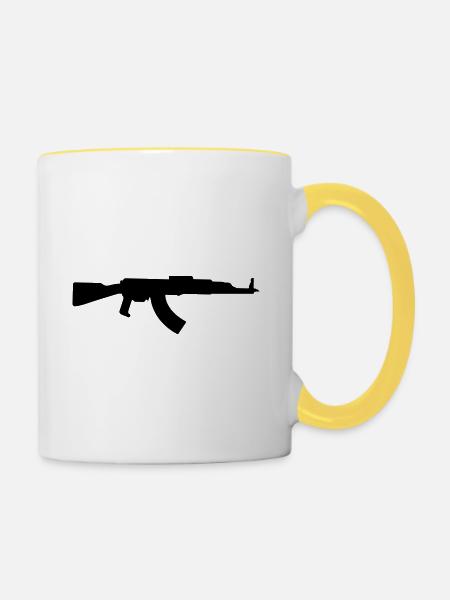 Gewehr icon symbol - Tasse zweifarbig - Weiß/Gelb