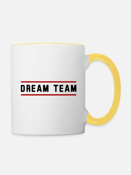 dream team - Tasse zweifarbig - Weiß/Gelb
