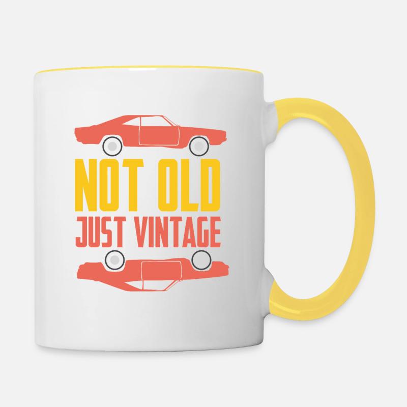 Voitures anciennes - Mug contrasté - blanc/jaune