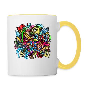 Griffonnage - Mug contrasté - blanc/jaune - Droite