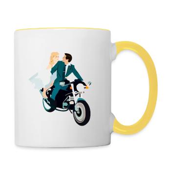 Marry on the motorcycle - Contrasting Mug - white/yellow - Right