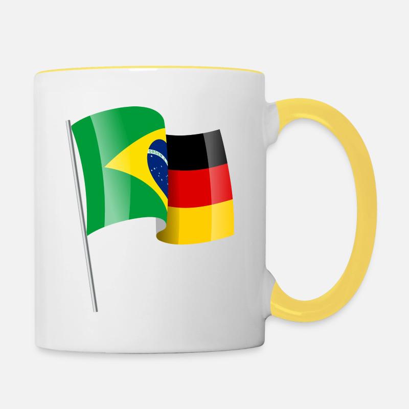 BRÉSIL ALLEMAGNE DRAPEAU DRAPEAU - Mug contrasté - blanc/jaune