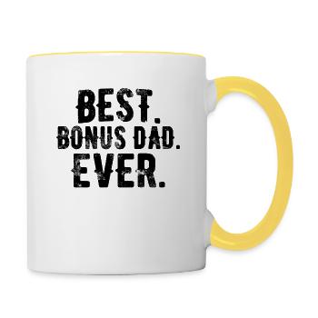 Bester Bonus Papa aller Zeiten - Stiefvatervatertag - Tasse zweifarbig - Weiß/Gelb - Rechts