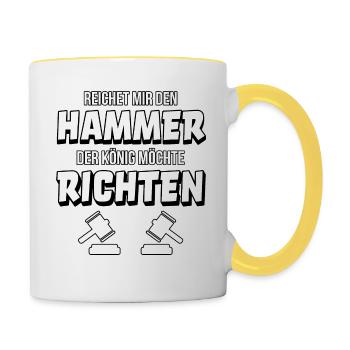 Lustiger Richter Spruch Anwalt Jurist Geschenkidee - Tasse zweifarbig - Weiß/Gelb - Rechts