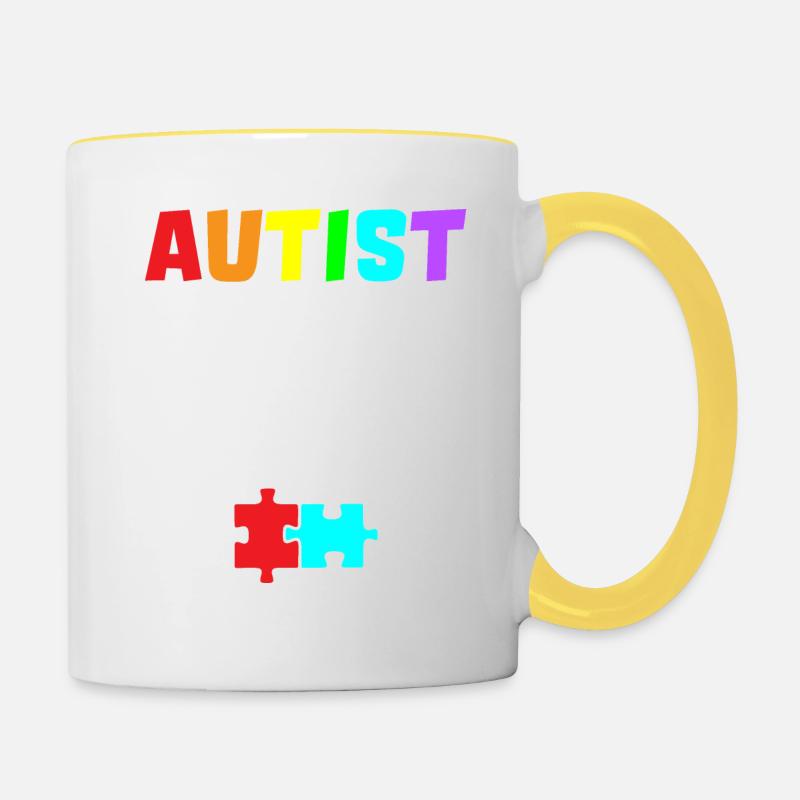 Autist Autismus Spruch süß Asperger Geschenkidee - Tasse zweifarbig - Weiß/Gelb